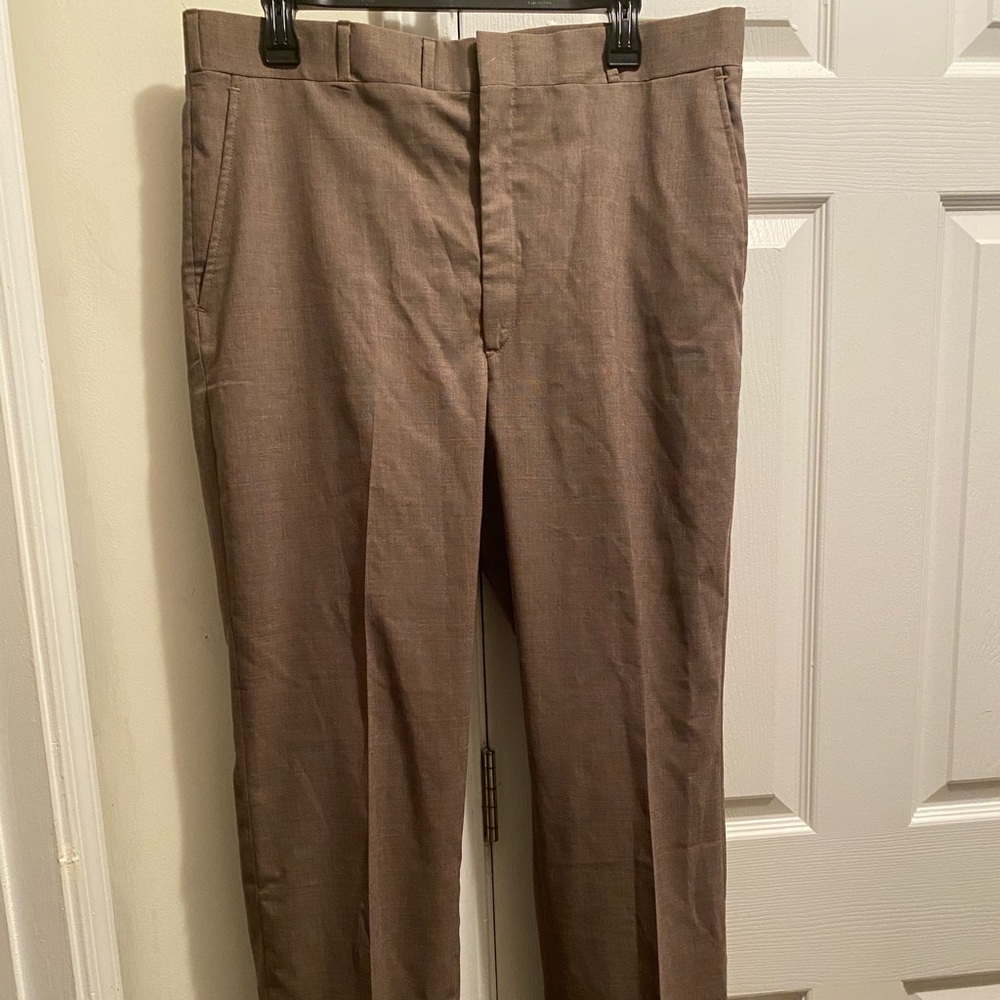 Vanjulian Men's light Brown Cuffed Polyester Dress Pants